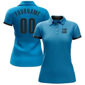 เสื้อโปโลผู้ชายสีน้ำเงินแบบกำหนดเอง แขนสั้น ผ้าถักโพลีเอสเตอร์ ระบายอากาศได้ดี พิมพ์ชื่อทีมด้านหน้า ชื่อของคุณ 00 ด้านหลัง - Product Image 4