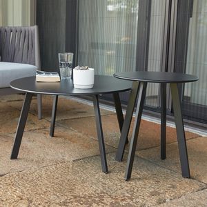 Tavolo in metallo da esterno resistente alle intemperie da 27.5 pollici con struttura in ferro da caffè bistrot per Patio giardino giardino ponte di colore nero - Product Image 5