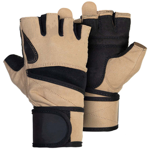 Anti Slip Gym Fitness Gloves with Custom Logo Leather Padded Palm Weightlifting Gloves for Workout Pull Ups Training - Product Image 1