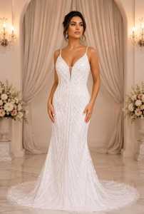 Hand Beaded Strapless A-Line Vintage Bridal Dress Zipper Crystal Embroidery Draped Satin Skirt Natural Waistline Floor-Length - Product Image 4