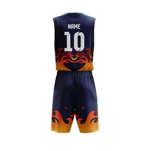 Ensemble d'uniformes de basketball personnalisés par sublimation, motif flamme, respirant, séchage rapide, maillot et short de basketball pour hommes et jeunes, entraînement d'équipe - Product Image 6
