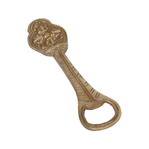 Ouvre-bouteille vintage en laiton avec motif Fleur de Lys gravé, en forme de clé, ouvre-bouteille manuel portable, outil de bar en métal - Product Image 5