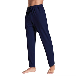 Pantalon de survêtement oversize en mélange de coton épais pour homme, coupe carrée, bas ouvert, molleton doux uni, pour l'extérieur - Product Image 4