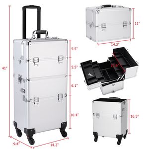 Valigetta per Cosmetici 3 in 1 in Alluminio e PVC, Resistente all'Acqua, Formato XL per Viaggi, con Logo e Motivo a Diamanti - Product Image 4