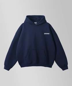 <b>Men's</b> Oversized <b>Navy</b> Blue <b>Fleece</b> Eco-Friendly Hoodie Pullover Sweatshirt Front Cartoon Print Pocket Casual - Product Image 1