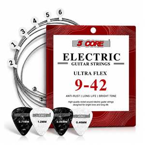 ชุดสายกีตาร์โปร่งไฟฟ้า 5 คอร์ ชุบนิกเกิล พร้อมปิ๊ก - Product Image 1
