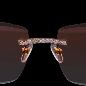 Trendy Rimless Square Crystal Sunglasses Lightweight Iced Wood Temple Unisex Fashion Shades Iced Crystal <b>Eyewear</b> for Outdoor - Product Image 4