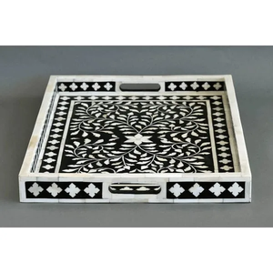 Plateau en os incrusté pour la maison, la cuisine et les événements, service de restauration rapide, forme carrée, FAIZA CRAFT FC-340, classique, jetable, en stock - Product Image 5