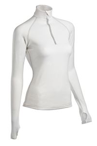 Haut de yoga blanc à demi-zip et manches longues, col montant, séchage rapide, pour femme - Product Image 2