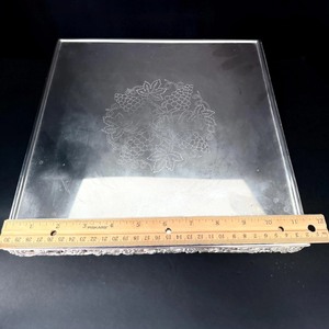 Rectangular Silver <b>Cake</b> <b>Stand</b> Handmade With Grape Vine Pattern Decorative Display Tray - Product Image 4