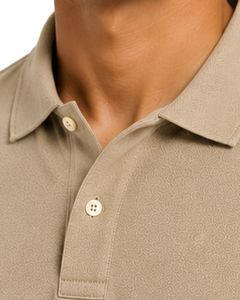 Polo Beige para Hombre, Manga Corta, Tela de Algodón Piqué, Diseño Liso Informal, Cuello Camisero, Polo Clásico Personalizado de Verano - Product Image 6