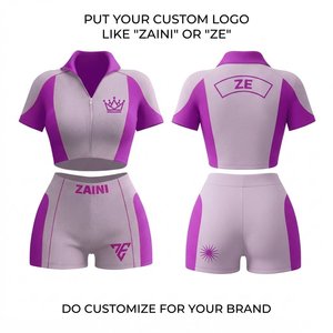 Premium Ribbed Spandex/<b>Nylon</b> High Waist Four-Way Stretch Eco-Friendly Booty <b>Shorts</b> 220g Purple Grey Panelled Training Activewear - Product Image 1