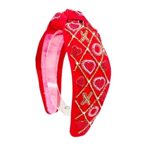 Luxury Handmade <b>Beaded</b> Heart <b>Headband</b> for Women and Girls Valentine Day Red Padded Rhinestone Hairband Elegant Look in 2026 - Product Image 1