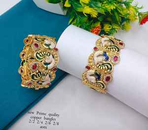 Ensemble de bracelets de luxe en tungstène plaqué or de haute qualité, multicolores, originaux, pour mariage indien, fête, cadeau pour femme - Product Image 1