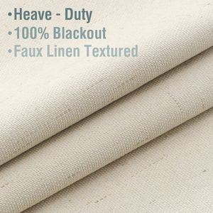 Tende oscuranti 100% in finto lino con occhielli, 42x84 pollici, tinta unita color sabbia sbiancata, 2 pannelli, lussuose tende oscuranti stampate color sabbia - Product Image 3
