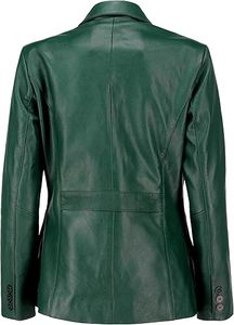 Wholesale High Quality Women's <b>Jackets</b> Green <b>Leather</b> <b>Blazer</b> Women OEM Genuine <b>Leather</b> Casual Coat Long Sleeves Custom Logo Color - Product Image 4