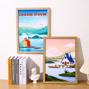 Cadre photo rectangulaire en bois décoratif, best-seller, avec couvercle en verre, pour la maison, le bureau, la chambre et le salon, en vente - Product Image 2