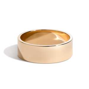 Wide Flat Gold Wedding Band 6mm Large Comfort Fit High Polish Plain Cigar <b>Stacking</b> <b>Rings</b> For Unisex Wholesale 14K 18K Solid Gold - Product Image 1