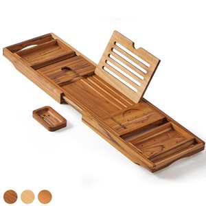 Teak Wood Luxury <b>Bath</b> <b>Caddy</b> with Drain Tray | Wholesale Handcrafted Bathroom Accessories - Product Image 1