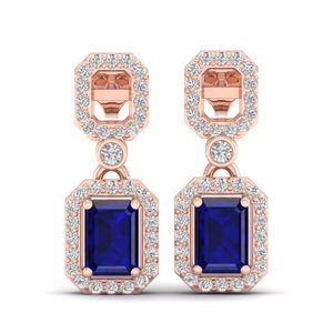 REYES Pendientes de Plata de Ley 925 de Alta Calidad con Moissanita, Joyería Fina para Boda, Corte Esmeralda, 2 Quilates, Gema de Zafiro Azul - Product Image 2
