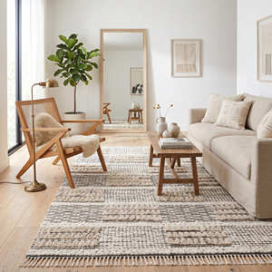 Decorative Bohemian Patchwork Area <b>Rug</b> Rectangle Non Slip Cotton Flat Weave With Fringes Living Room Decor 5x10 <b>Boho</b> Floor <b>Rugs</b> - Product Image 1