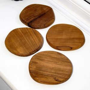 Ensemble de sous-verres en bois écologiques, ronds, faits à la main, pour boissons, protège-tables - Product Image 3