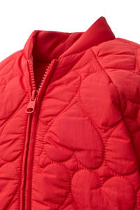 Veste matelassée à motif cœur rouge, fermeture éclair, coupe-vent, manteau d'hiver unisexe, décontracté, coupe ample, longueur courte - Product Image 3
