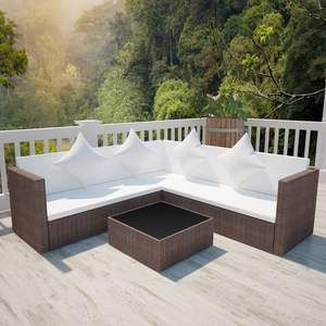 Muebles de patio de ratán sintético marrón medio con fundas extraíbles - Product Image 1