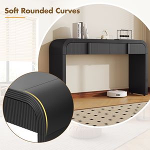 Consolle Moderna con Silhouette Arrotondata e 2 Cassetti, Superficie Liscia Unica per Soggiorno e Ingresso - Product Image 5