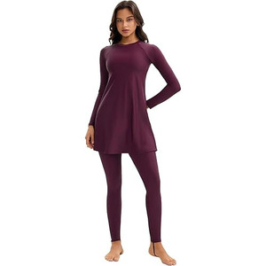 Burkini à manches longues et coupe haute pour filles et femmes, maillot de bain islamique modeste avec hijab, couvrance intégrale, séchage rapide et respirant - Product Image 1