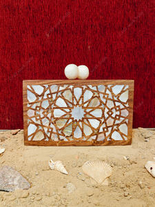 Luxury Wooden Clutch <b>Handbag</b> with Mother of <b>Pearl</b> Inlay Designer Evening Party Wedding Hard Case Clutch Bag - Product Image 5