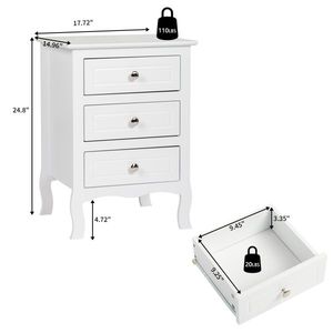 Comodino Grande in Stile Country con Tre Cassetti 45*38*63cm, Comodino Bianco con Spazio di Archiviazione Extra - Product Image 2