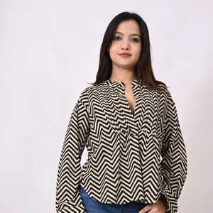 Elegante Camisa Estampada de Satén para Mujer, Ropa de Oficina para Primavera y Otoño - Product Image 1