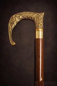 Handcrafted Wooden Cane with Brass <b>Elephant</b> Handle – Classic Gentleman’s Walking Stick KULSOOM - Product Image 2