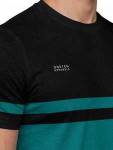 T-shirt homme slim fit à blocs de couleur noir et vert, col rond, manches courtes, décontracté - Product Image 4