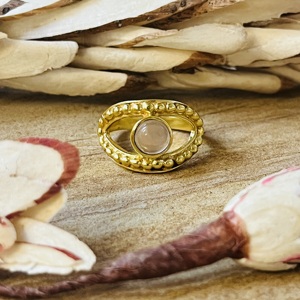Trendy Design Rose <b>Quartz</b> <b>Ring</b> Tribal Beaded Bands Boho Brass <b>Rings</b> For Women 18k Gold Plated Geometric Eye Jewelry Wholesale - Product Image 1