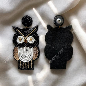 Pendientes de Búho Hechos a Mano con Cuentas para Mujer, Pendientes Colgantes de Animales en Blanco y Negro, Joyería Bonita para Fiestas, Regalo - Product Image 3