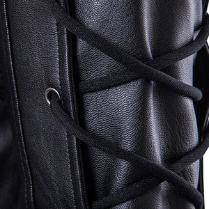 Best Sale Men's Genuine Leather Canvas <b>Mandarin</b> <b>Collar</b> <b>Jacket</b> High Street Style Slim Fit Breathable Winter Front Logo - Product Image 4