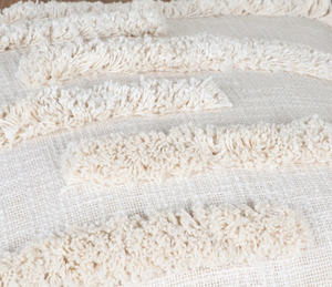 Hand Tufted Texture Boho Off-White and Ivory Fringe <b>Cushion</b> Cover Handmade Decorative Pillow Case for Sofa Bedroom Living Room - Product Image 5