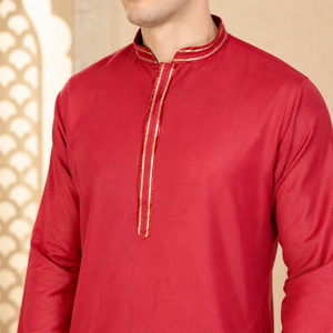 <b>Men's</b> Cotton Regular Fit <b>Kurta</b> Pajama Set | Full Sleeve Mandarin Collar Ethnic Traditional Wedding Festival Casual Wear for <b>Men</b> - Product Image 3