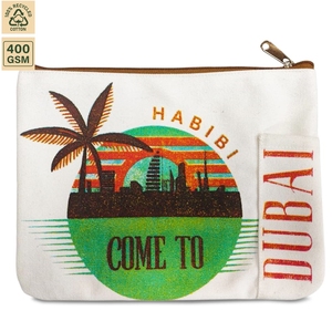 Pochette de maquillage en toile de coton de 12 onces, trousse de maquillage de voyage, 26,5x19,5 cm, logo personnalisé, vente en gros, OEM, marque privée, modèle SNC83 - Product Image 1