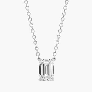 Emerald Cut Lab-Grown Diamond Solitaire Pendant In Yellow Gold - Product Image 5
