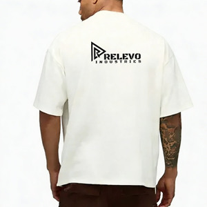 เสื้อยืดลำลองผู้ชายคุณภาพสูง ลายตัวอักษร คอโอ ทรงหลวม ไหล่ตก ผ้าคอตตอน 100% หนัก 220 กรัม ไซส์ใหญ่ - Product Image 2