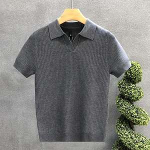 T-shirt homme col en V tissé uni anti-plis à manches courtes, nouvelle collection 2026 - Product Image 4