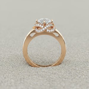 Bague de fiançailles Infinity Milgrain Halo de style vintage plaquée or rose avec diamant et certificat - Product Image 2