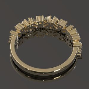 Elegante anillo de boda de diamantes, anillo de boda de oro macizo con moissanita para mujer, banda a juego, anillo de media eternidad, banda de moissanita, R - Product Image 4