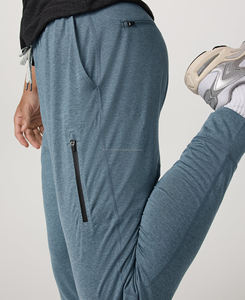 Pantalón para correr de cintura media para hombre de alta calidad, ligero, Spandex, poliéster, a prueba de agua, cremallera lateral, patrón sólido, impresión Digital plana - Product Image 3