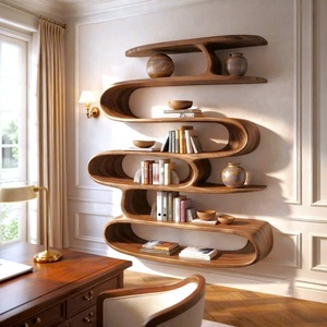 Estantería Moderna de Madera con Curvas Orgánicas y Estantes Fluidos para una Biblioteca Artística en el Hogar o un Elegante Adorno para la Sala de Estar - Product Image 5