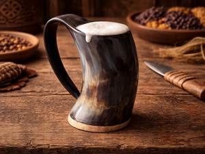 Cuenco para Beber de Cuerno Vikingo Tradicional, Mitología Nórdica, Hecho a Mano, Cuenco Vikingo Rústico Medieval, Auténtico Cuenco Nórdico Vikingo - Product Image 1