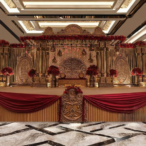 Décoration de scène de mariage romantique et contemporaine sur le thème Fer, Argent, Or avec éclairage, installation durable - Product Image 3